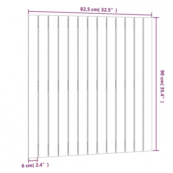 Tête de lit murale 82,5x3x90 cm Bois massif de pin