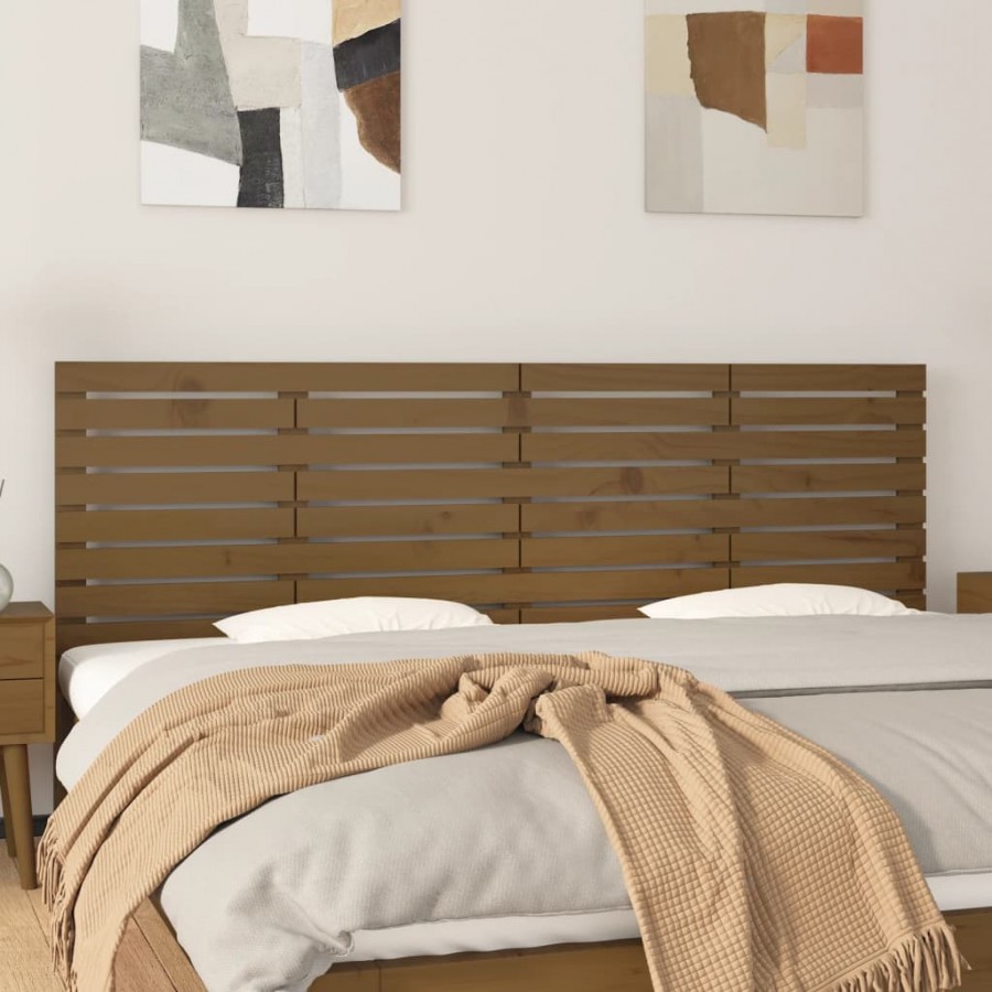 Tête de lit murale Marron miel 206x3x63 cm Bois massif de pin