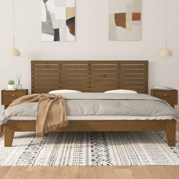 Tête de lit murale Marron miel 206x3x63 cm Bois massif de pin
