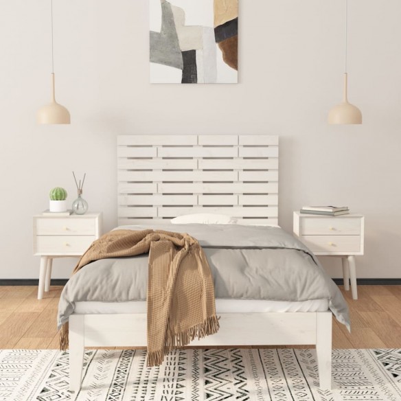 Tête de lit murale Blanc 106x3x63 cm Bois massif de pin
