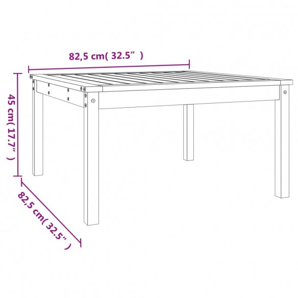 Table de jardin 82,5x82,5x45 cm bois massif de pin