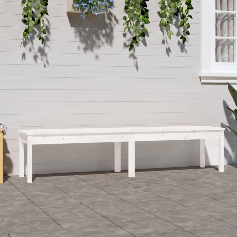 Banc de jardin à 2 places blanc 203,5x44x45 cm bois massif pin