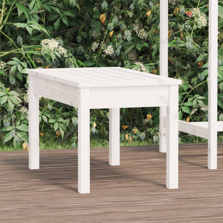 Banc de jardin blanc 80x44x45 cm bois massif de pin