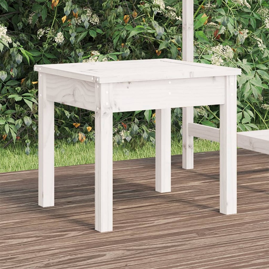 Banc de jardin blanc 50x44x45 cm bois massif de pin