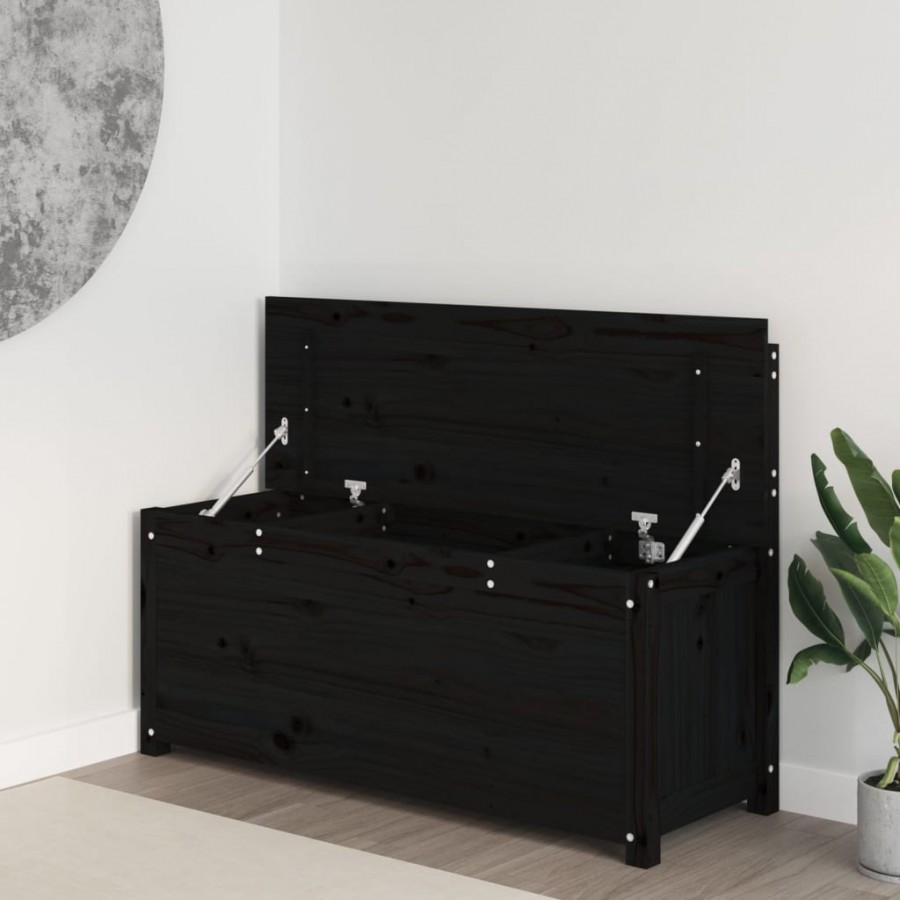 Banc Noir 110x41x76,5 cm Bois de pin massif