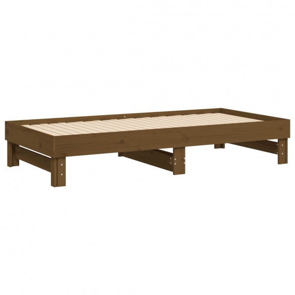 Lit coulissant Marron miel 2x(90x190) cm Bois de pin massif