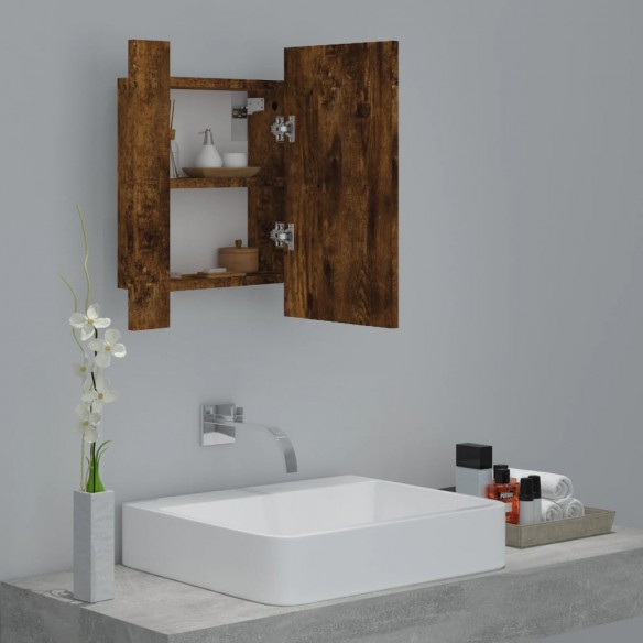 Armoire à miroir LED de salle de bain chêne fumé 40x12x45 cm