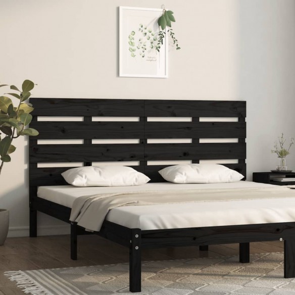 Tête de lit Noir 135x3x80 cm Bois massif de pin