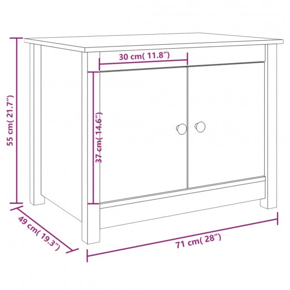 Table basse Blanc 71x49x55 cm Bois massif de pin