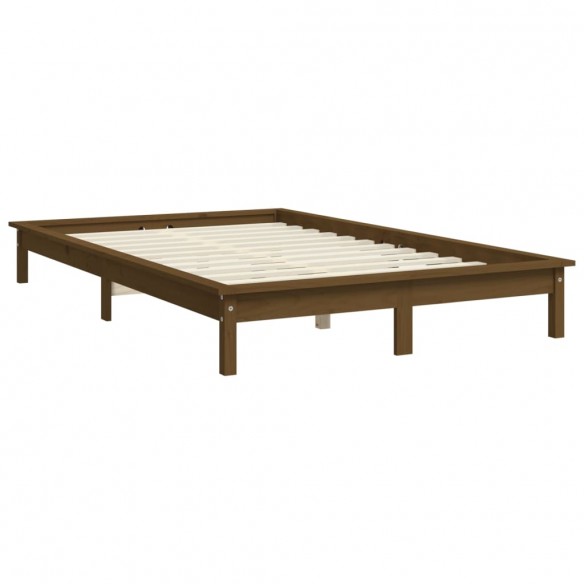 Cadre de lit Marron miel 135x190 cm Bois de pin massif Double