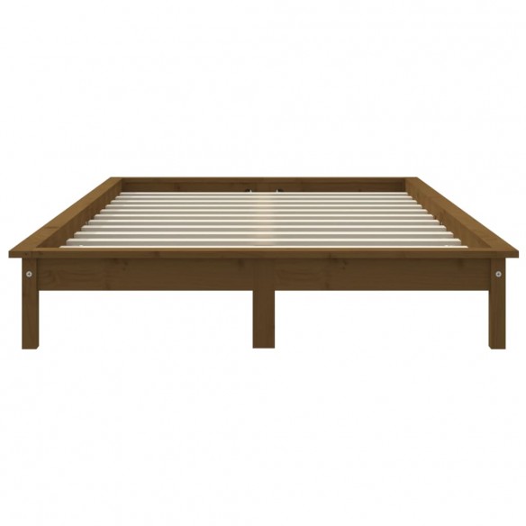 Cadre de lit Marron miel 135x190 cm Bois de pin massif Double