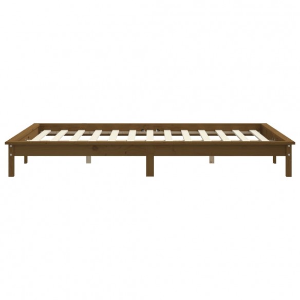 Cadre de lit Marron miel 135x190 cm Bois de pin massif Double