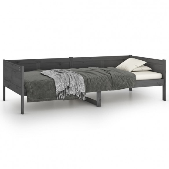 Lit de jour Gris Bois massif de pin 90x190 cm