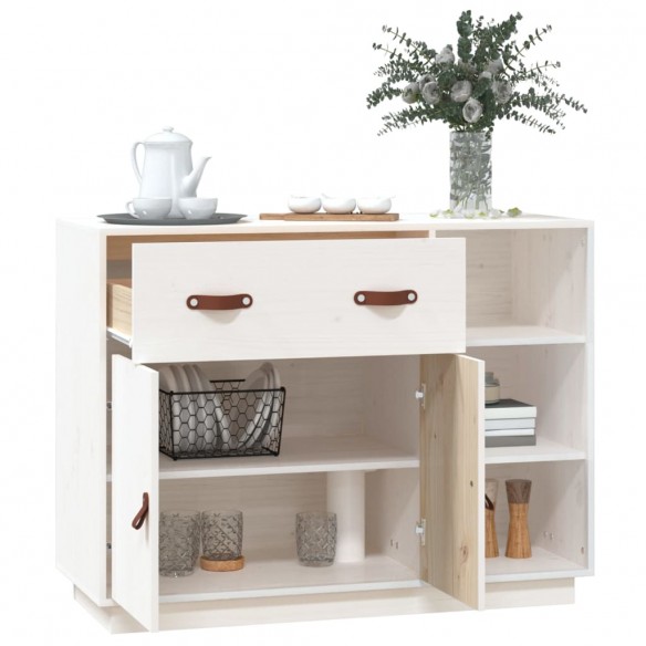 Buffet Blanc 98,5x40x75 cm Bois massif de pin