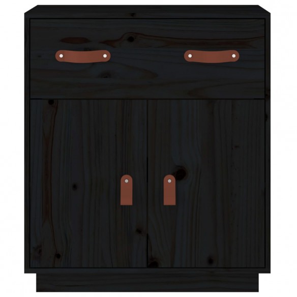 Buffet Noir 65,5x40x75 cm Bois massif de pin