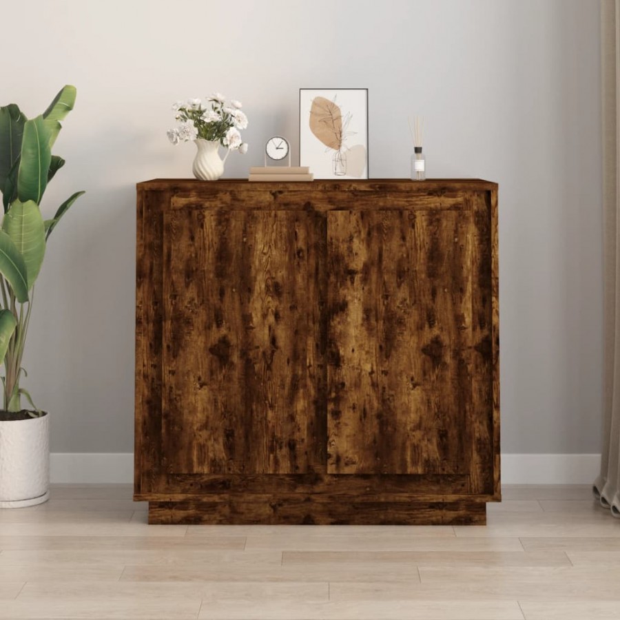 Buffet chêne fumé 80x34x75 cm bois d'ingénierie