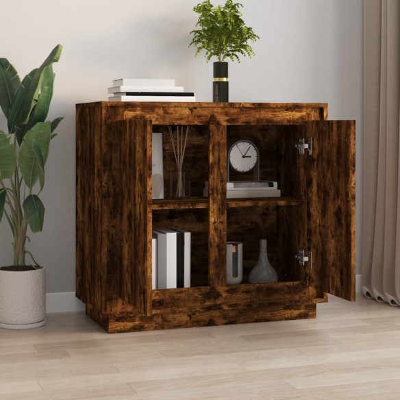 Buffet chêne fumé 80x34x75 cm bois d'ingénierie