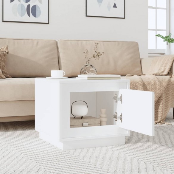 Table basse blanc 51x50x44 cm bois d'ingénierie
