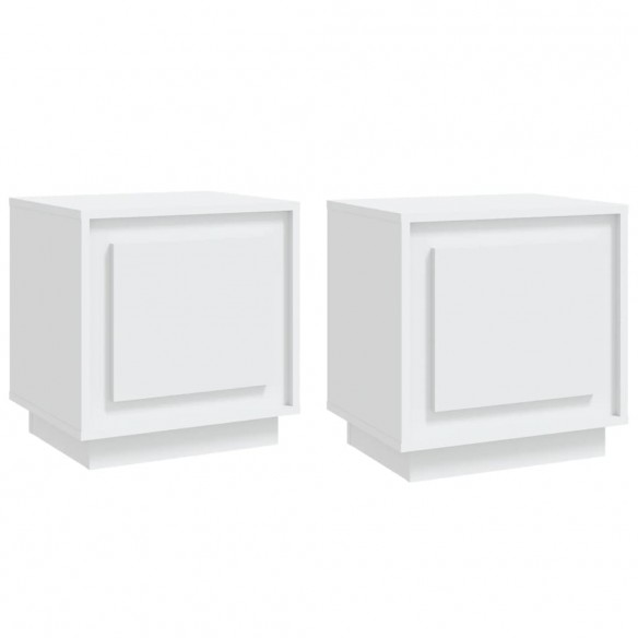 Tables de chevet 2 pcs blanc 44x35x45 cm bois d'ingénierie