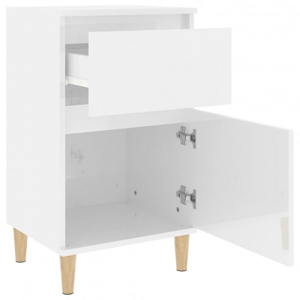 Tables de chevet 2 pcs blanc brillant 40x35x70 cm