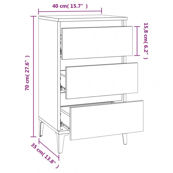 Table de chevet sonoma gris 40x35x70 cm bois d'ingénierie