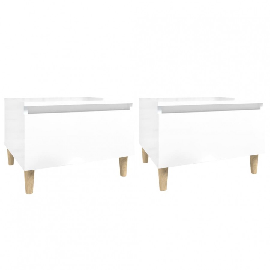 Tables d'appoint 2pcs Blanc brillant 50x46x35cm Bois ingénierie