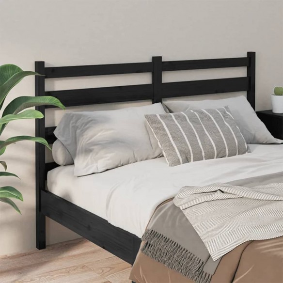 Tête de lit Noir 206x4x100 cm Bois massif de pin
