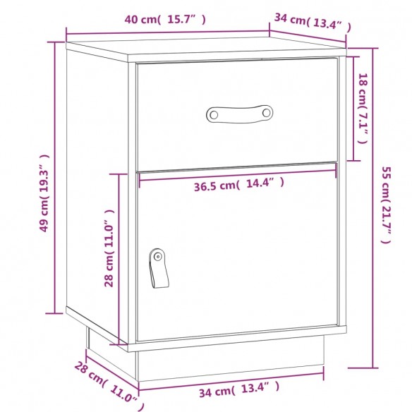 Tables de chevet 2 pcs Noir 40x34x55 cm Bois de pin massif