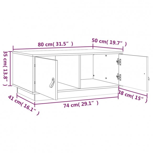 Table basse Blanc 80x50x35 cm Bois massif de pin