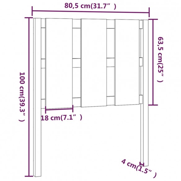 Tête de lit Marron miel 80,5x4x100 cm Bois massif de pin