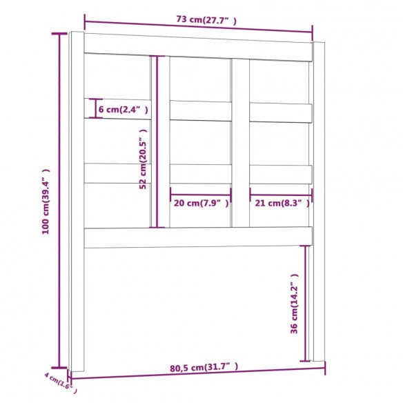 Tête de lit Blanc 80,5x4x100 cm Bois massif de pin