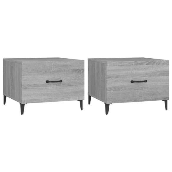 Tables basses avec pieds en métal 2 pcs Sonoma gris 50x50x40 cm