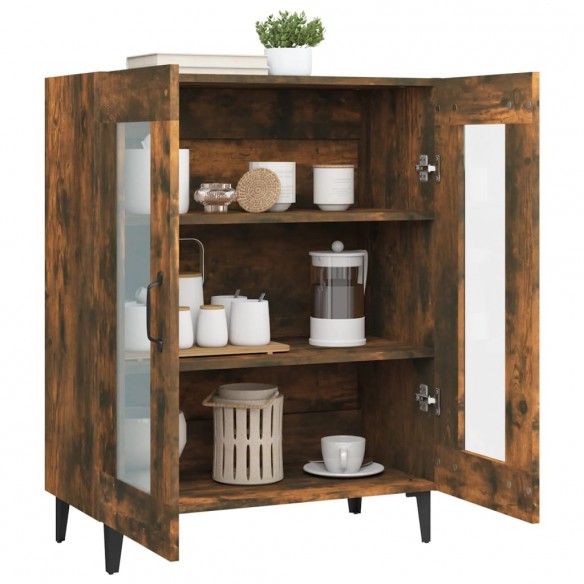 Buffet chêne fumé 69,5x34x90 cm bois d'ingénierie