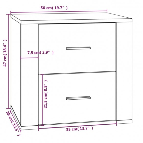 Table de chevet Chêne sonoma 50x39x47 cm