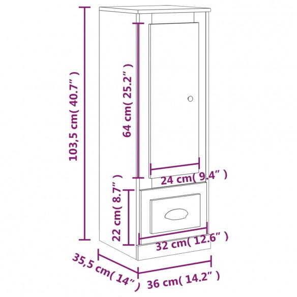 Buffet haut chêne sonoma 36x35,5x103,5 cm bois d'ingénierie