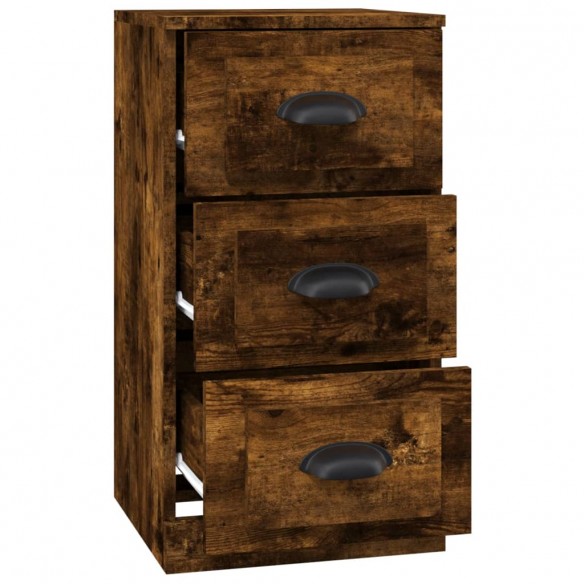 Buffet chêne fumé 36x35,5x67,5 cm bois d'ingénierie