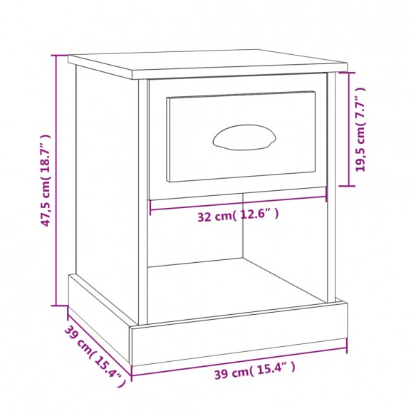 Tables de chevet 2 pcs blanc brillant 39x39x47,5 cm