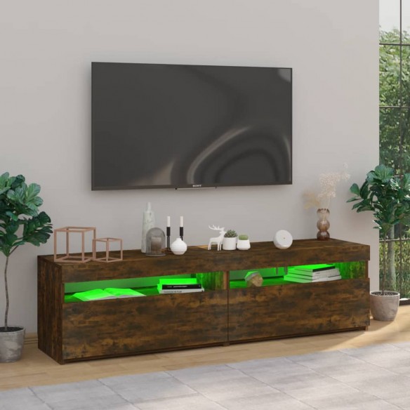 Meubles TV avec lumières LED 2 pcs Chêne fumé 75x35x40 cm