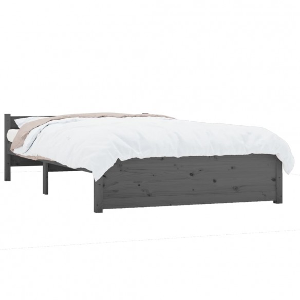 Cadre de lit Gris Bois massif 135x190 cm Double