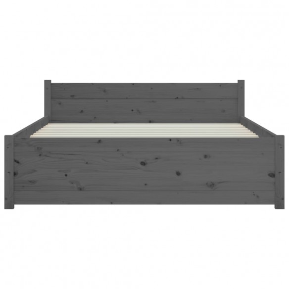 Cadre de lit Gris Bois massif 135x190 cm Double