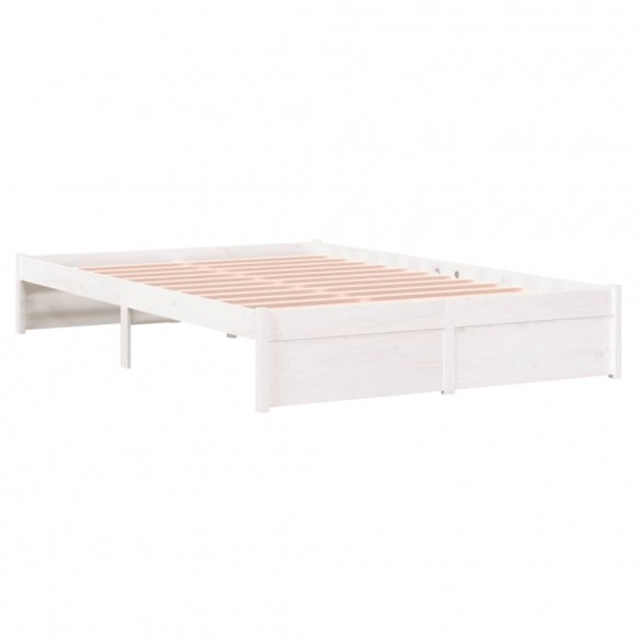 Cadre de lit Blanc Bois massif 120x190 cm Petit double