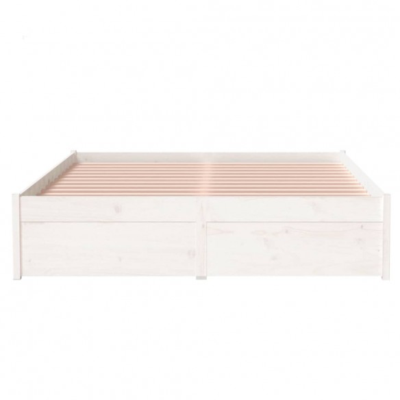 Cadre de lit Blanc Bois massif 120x190 cm Petit double