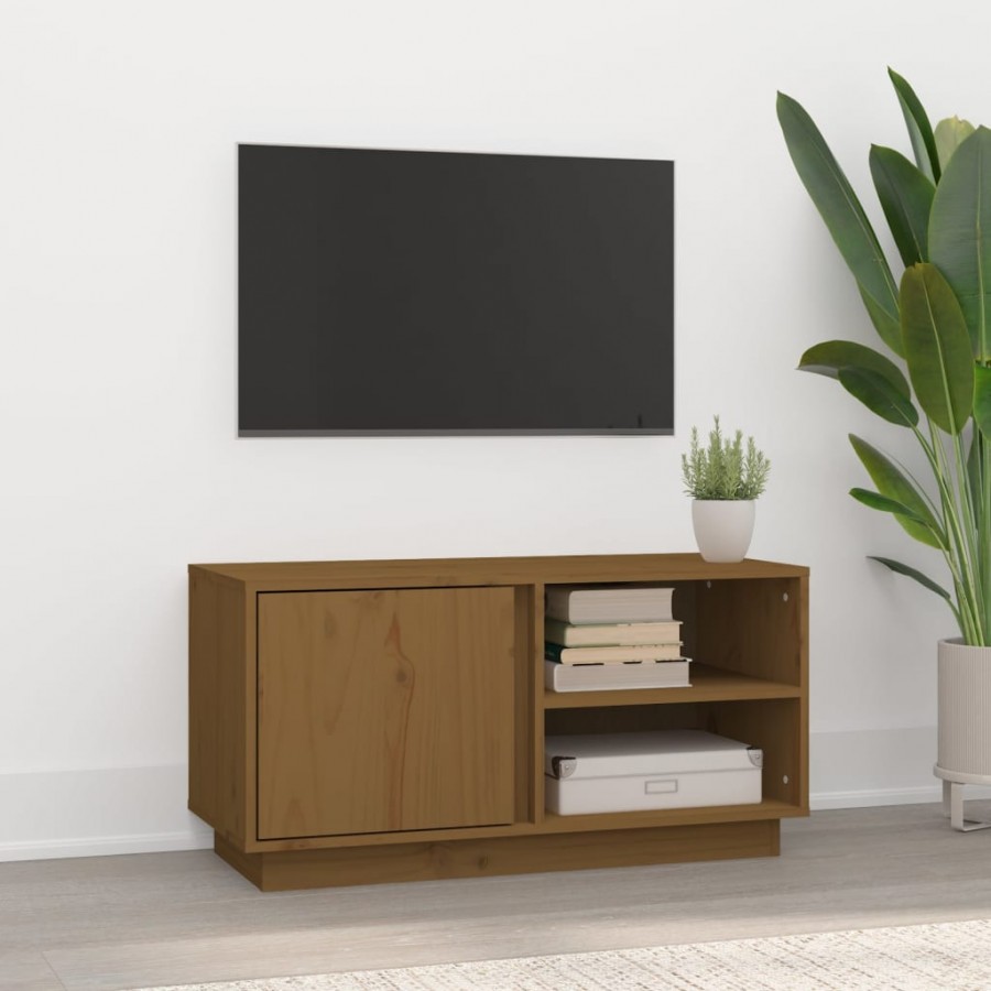 Meuble TV Marron miel 80x35x40,5 cm Bois de pin massif