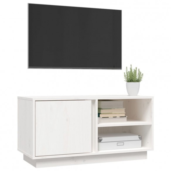 Meuble TV Blanc 80x35x40,5 cm Bois de pin massif