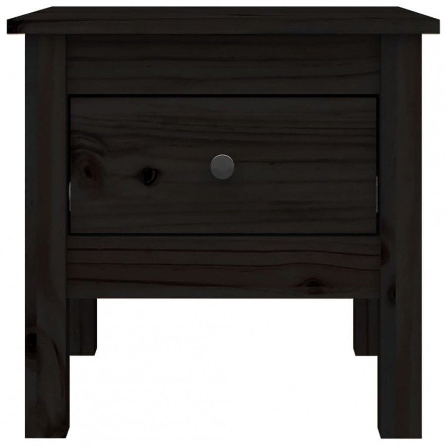 Table d'appoint Noir 40x40x39 cm Bois massif de pin