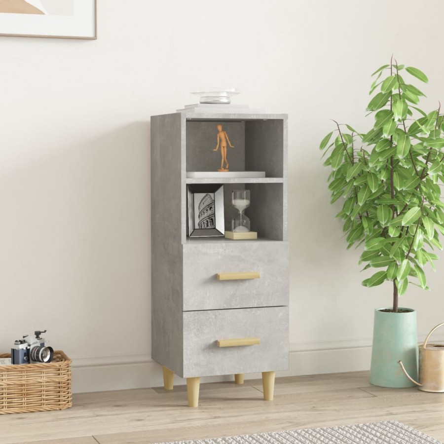 Buffet Gris béton 34,5x34x90 cm Bois d'ingénierie