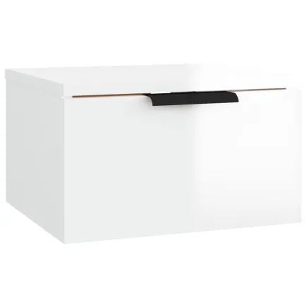 Table de chevet murale Blanc brillant 34x30x20 cm 2