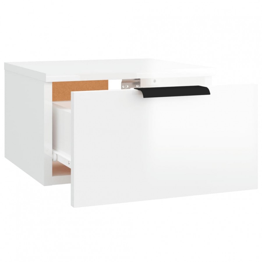 Table de chevet murale Blanc brillant 34x30x20 cm