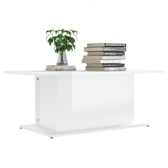 Table basse Blanc brillant 102x55,5x40 cm Aggloméré