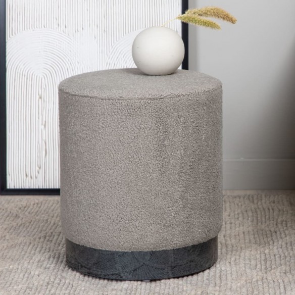 Venture Home Pouf Benji 35x35x42,5 cm Teddy Noir et grège